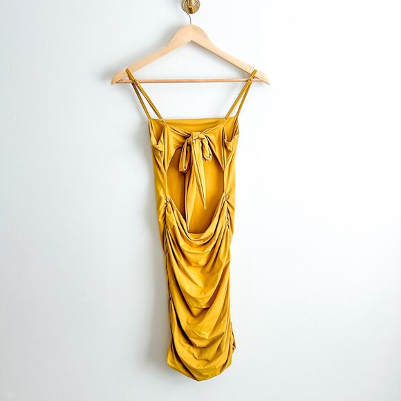 Tiger Mist. Sunrise Ruched Dress in Mustard M - Picture 3 of 8